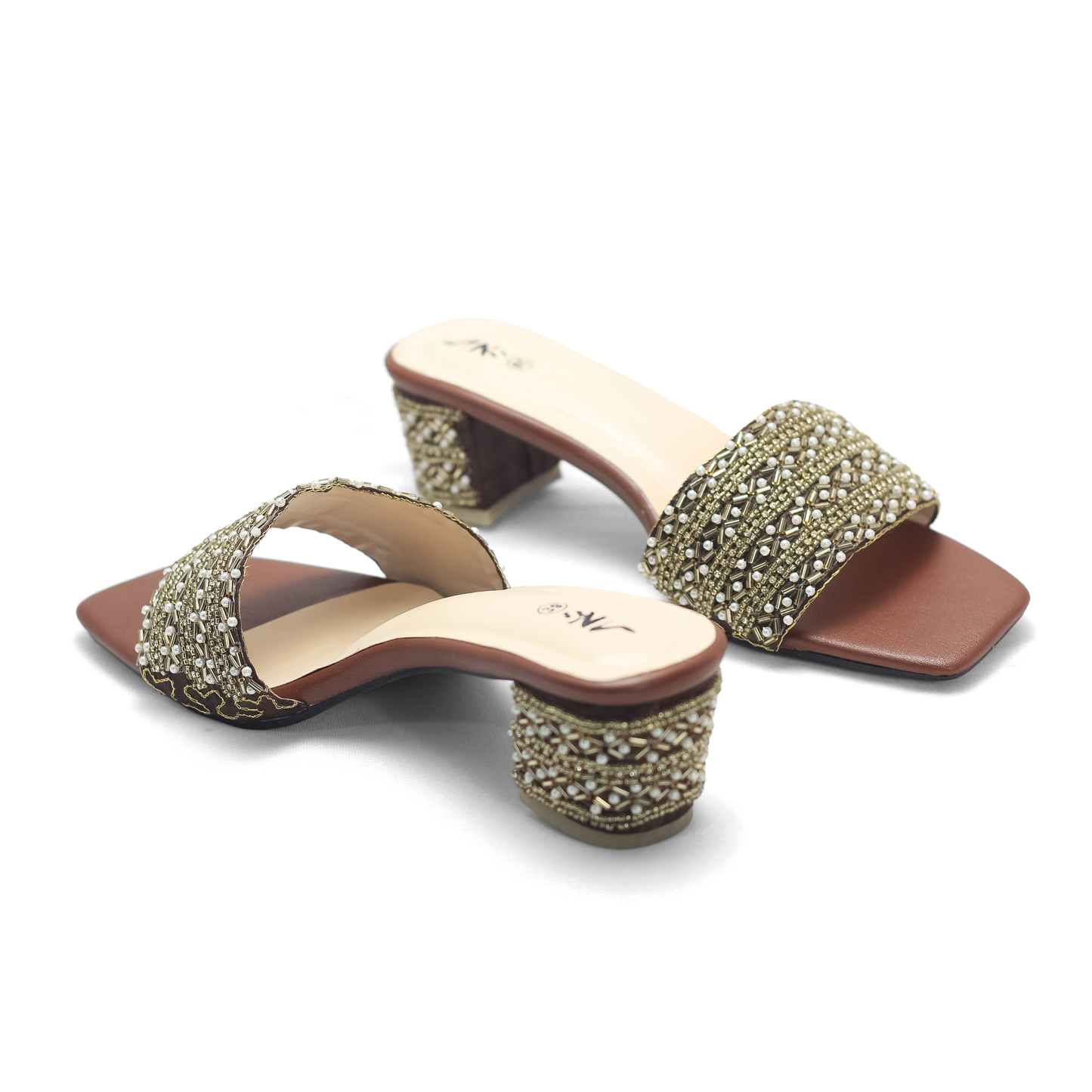 Short & Sweet: Beaded Block Heel Mules | Nawabi Shoes BD