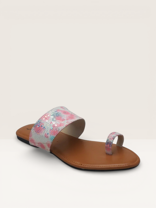 Stylish & Comfortable Sliders - Floral Print Criss-Cross Sandals - Nawabi shoes bd - Nawabi Shoes BD