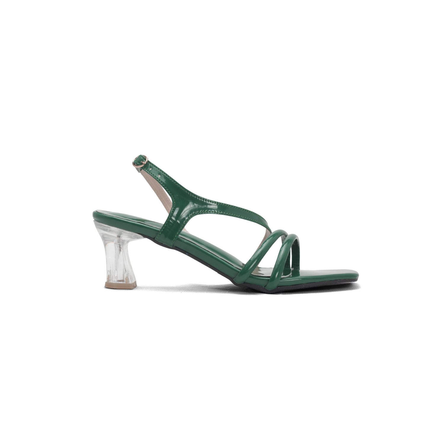Women's Colorful Patent Leather Sandals with Transparent Heels