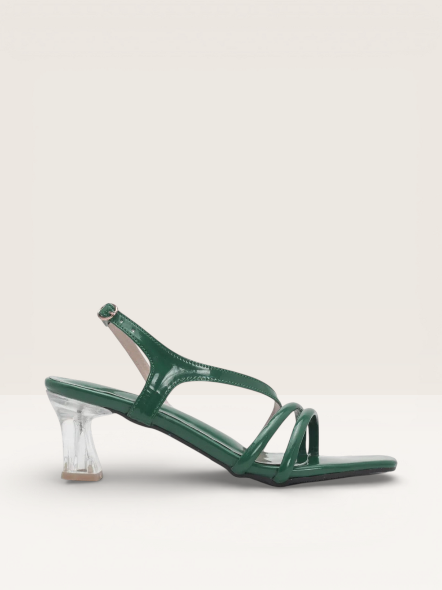 Transparent Heel Patent Leather Sandals | Fancy Ladies Heels BD - Nawabi Shoes BD