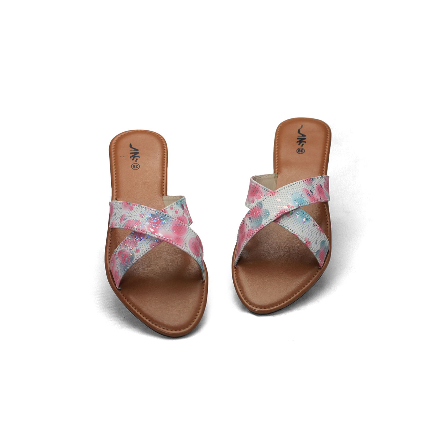Floral Print Criss-Cross Sandals - Stylish & Comfortable Sliders - Nawabi shoes bd