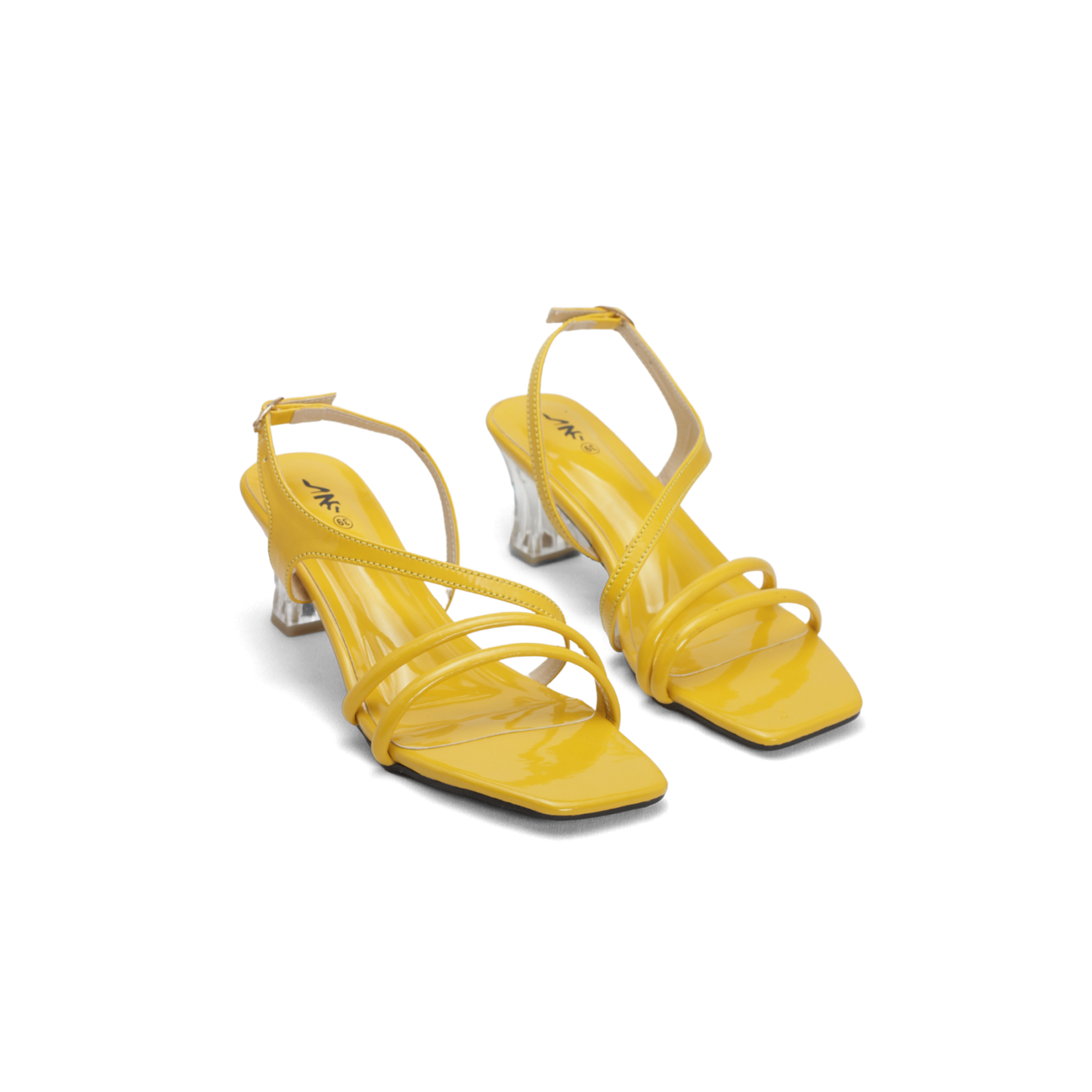 Women's Colorful Patent Leather Sandals with Transparent Heels