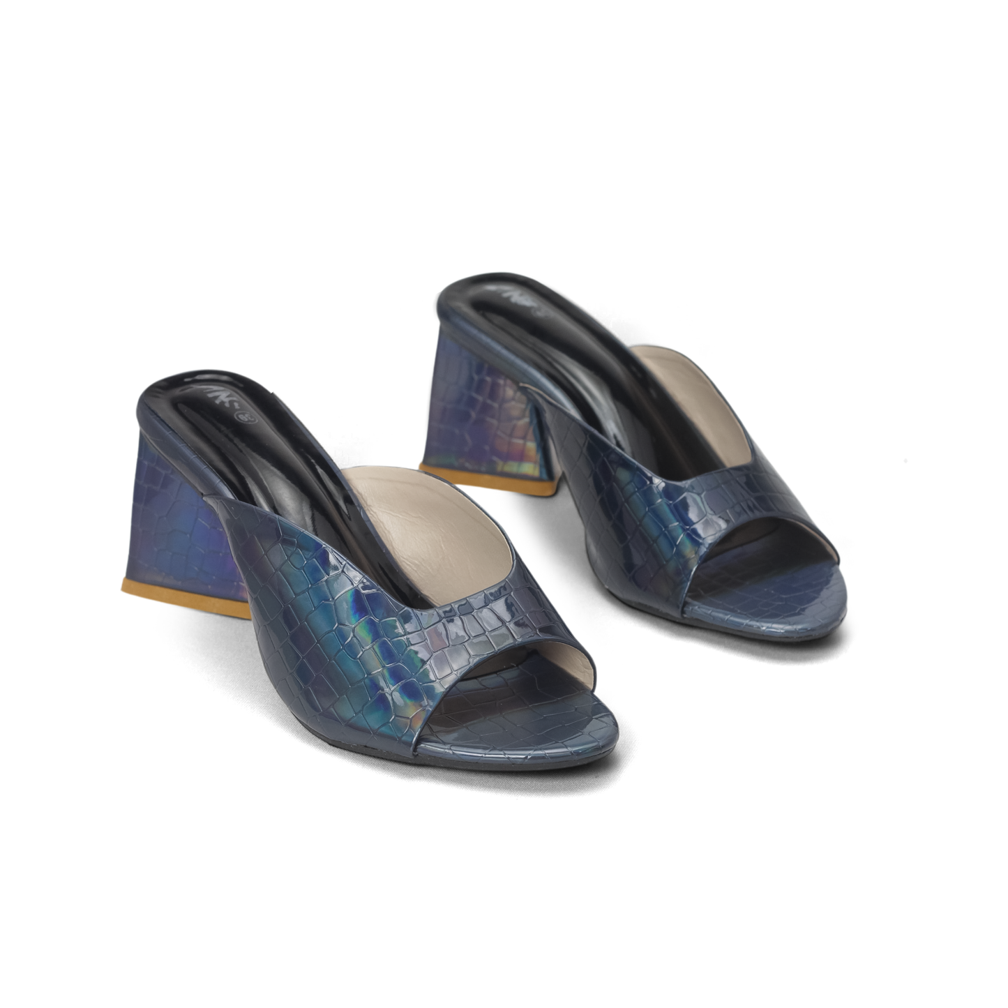 Women's Pink Mules with Croc-Embossed Texture and Block Heel | Nawabi Shoes BD