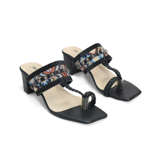 Embellished Block Heel Mules with Toe Ring Detail | Nawabi Shoes BD
