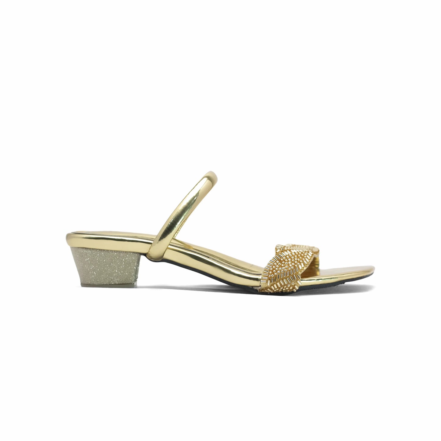 Women's Black Mules with Beaded Detail and Square Toe Nawabi Shoes BD - Nawabi Shoes BD