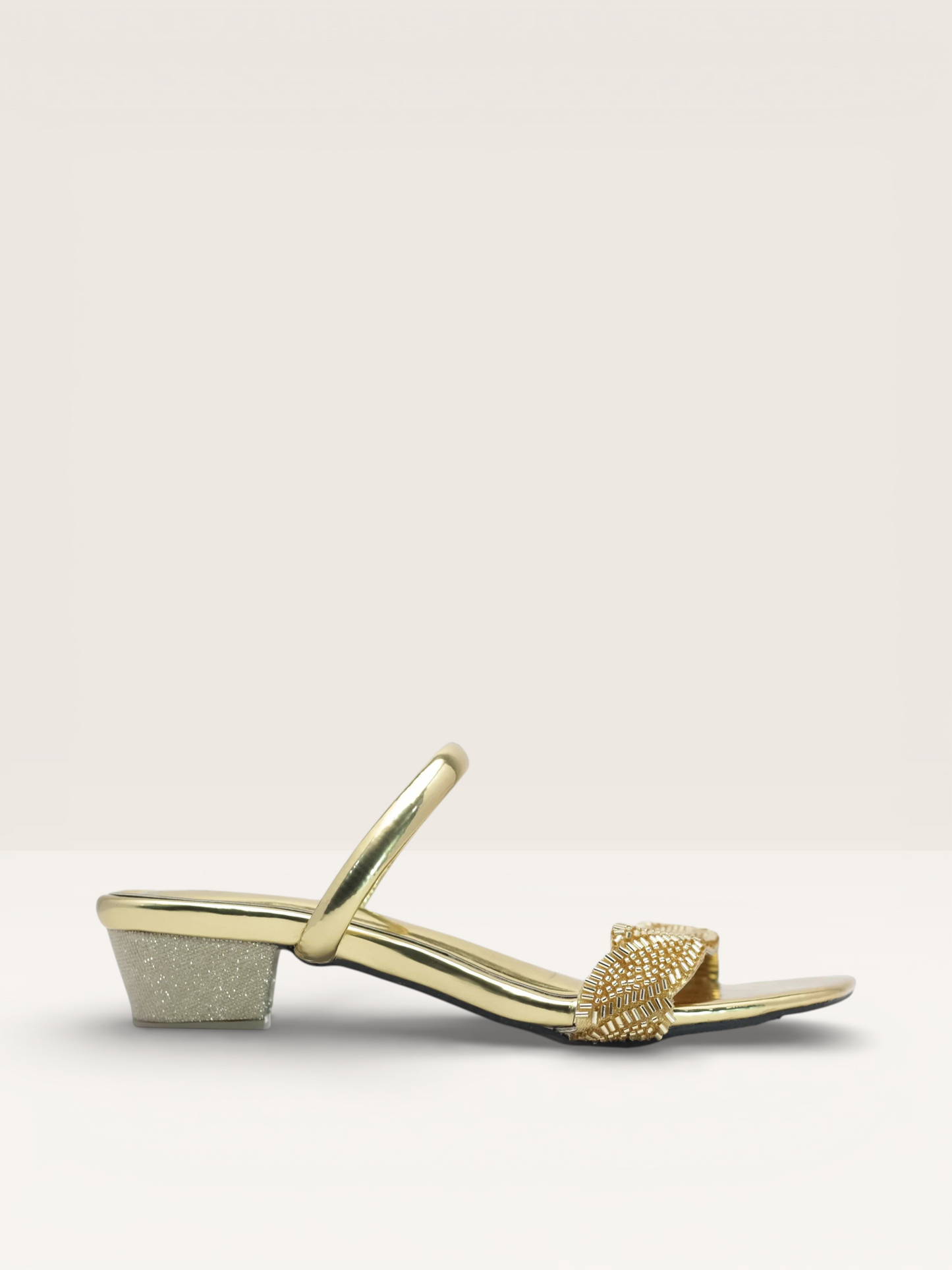 Women's Black Mules with Beaded Detail and Square Toe Nawabi Shoes BD - Nawabi Shoes BD