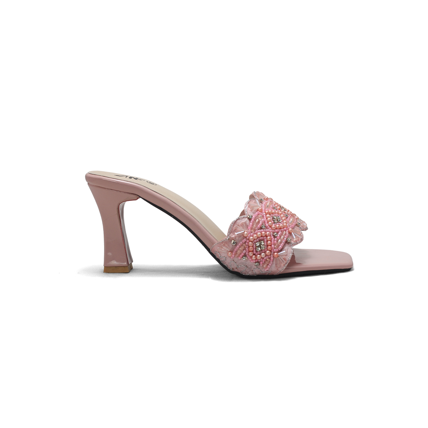 Beaded High Heel Sandals - Elegant Embellished Block Heels for Women