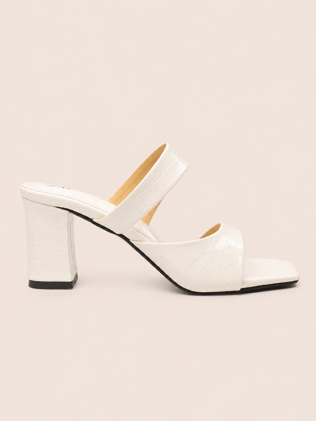 Luxury Women's Double Strap Block Heel Sandals – Premium Croc Finish | NAWABI SHOES BD