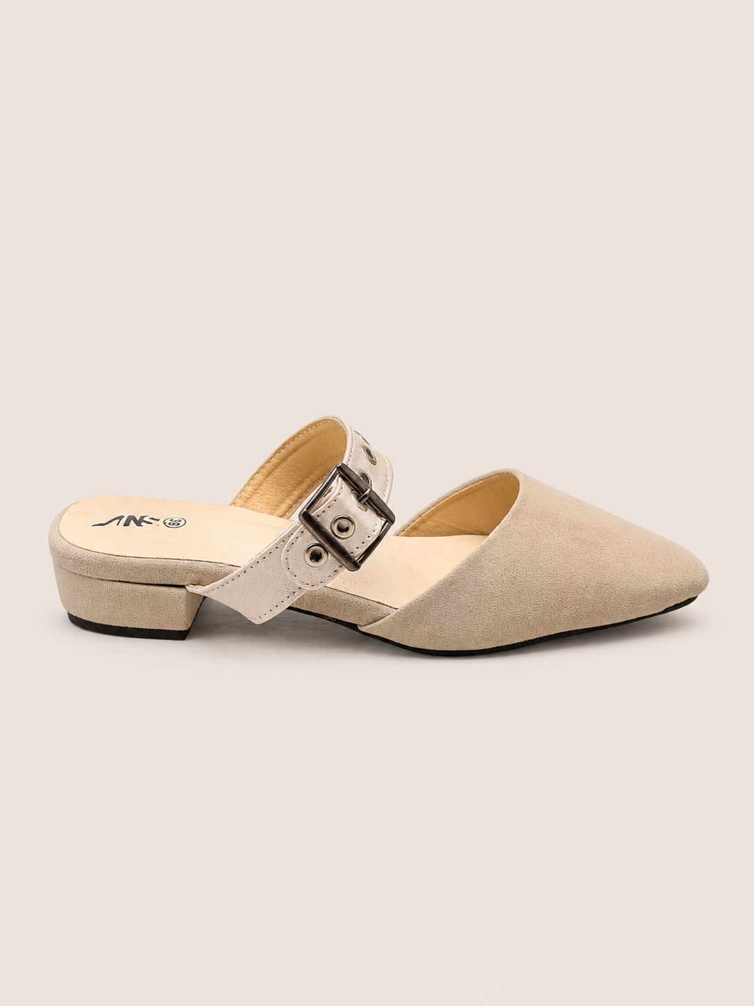 Nawabi Elara Pointed Toe Buckle Strap Low Heel Shoes | Nawabi Shoes