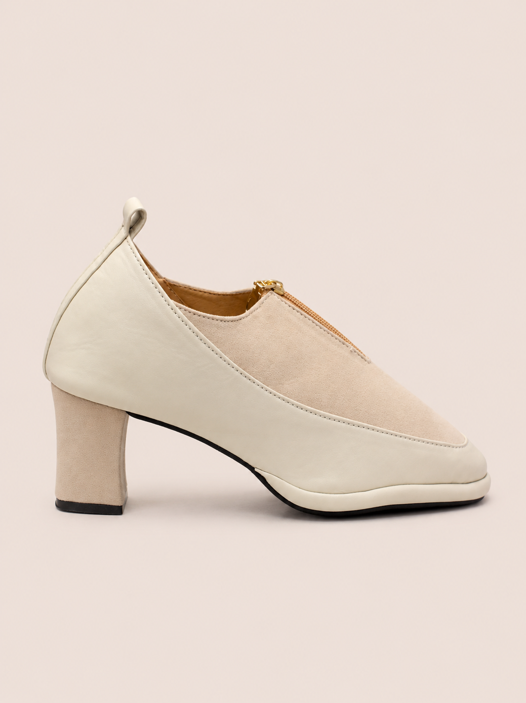 Zivara Front Zip Block Heel Shoes for Women | Nawabi Shoes