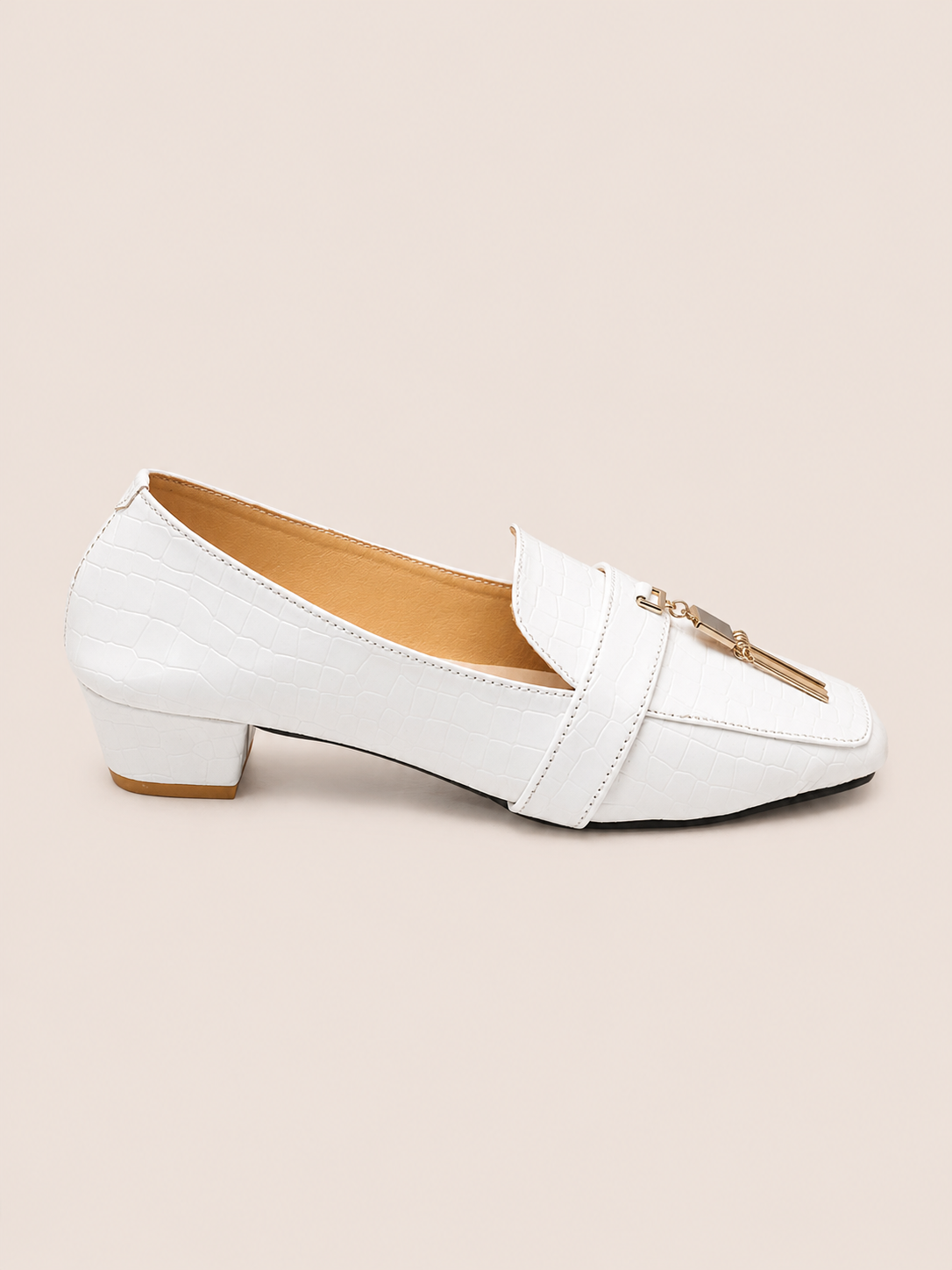 Croc Luxe Tassel Low Heel Loafer Shoes for Women | Nawabi Shoes