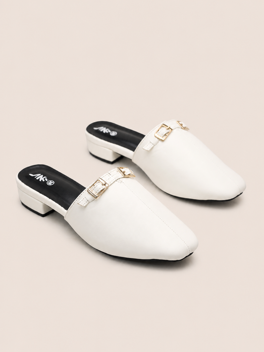 Nawabi Classic Buckle Closed Toe Mule Shoes for Women | Nawabi Shoes