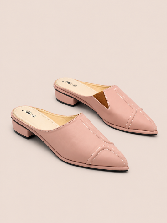 Classic Pointed Toe Low Heel Mule Shoes for Women | Nawabi Shoes