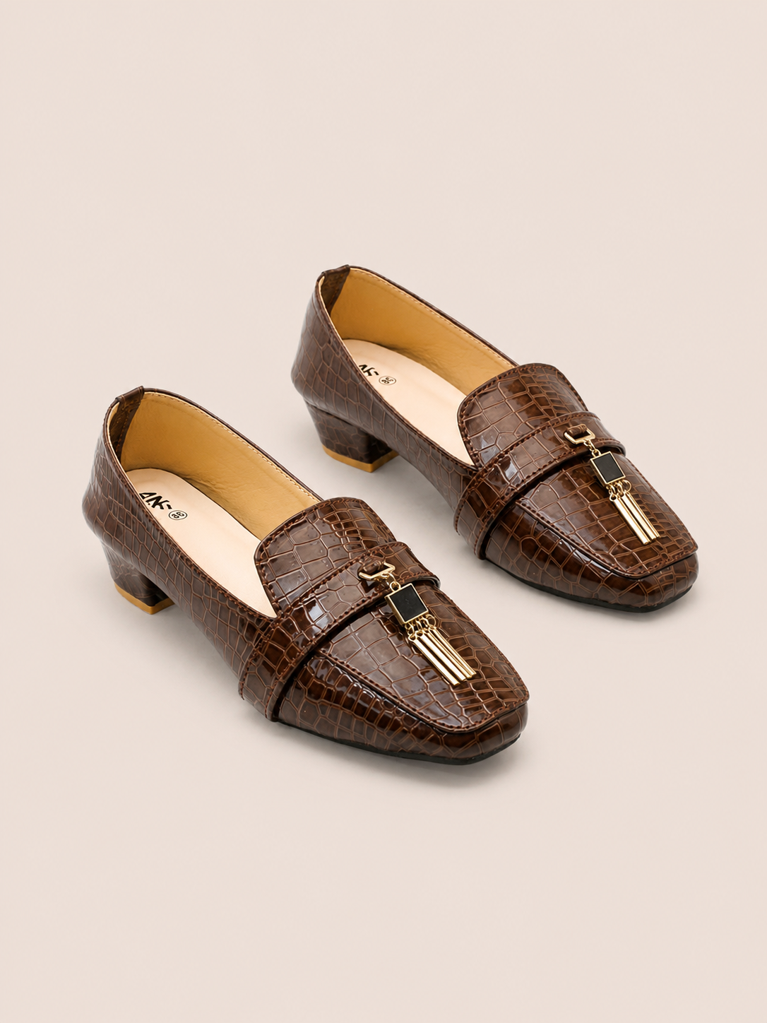 Croc Luxe Tassel Low Heel Loafer Shoes for Women | Nawabi Shoes
