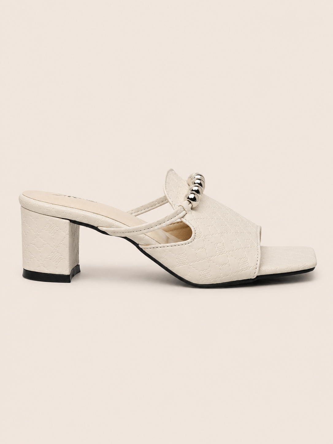Women's Premium Block Heel Slide Sandals with Gold Chain | Elegant Ladies Heel Shoes Bangladesh