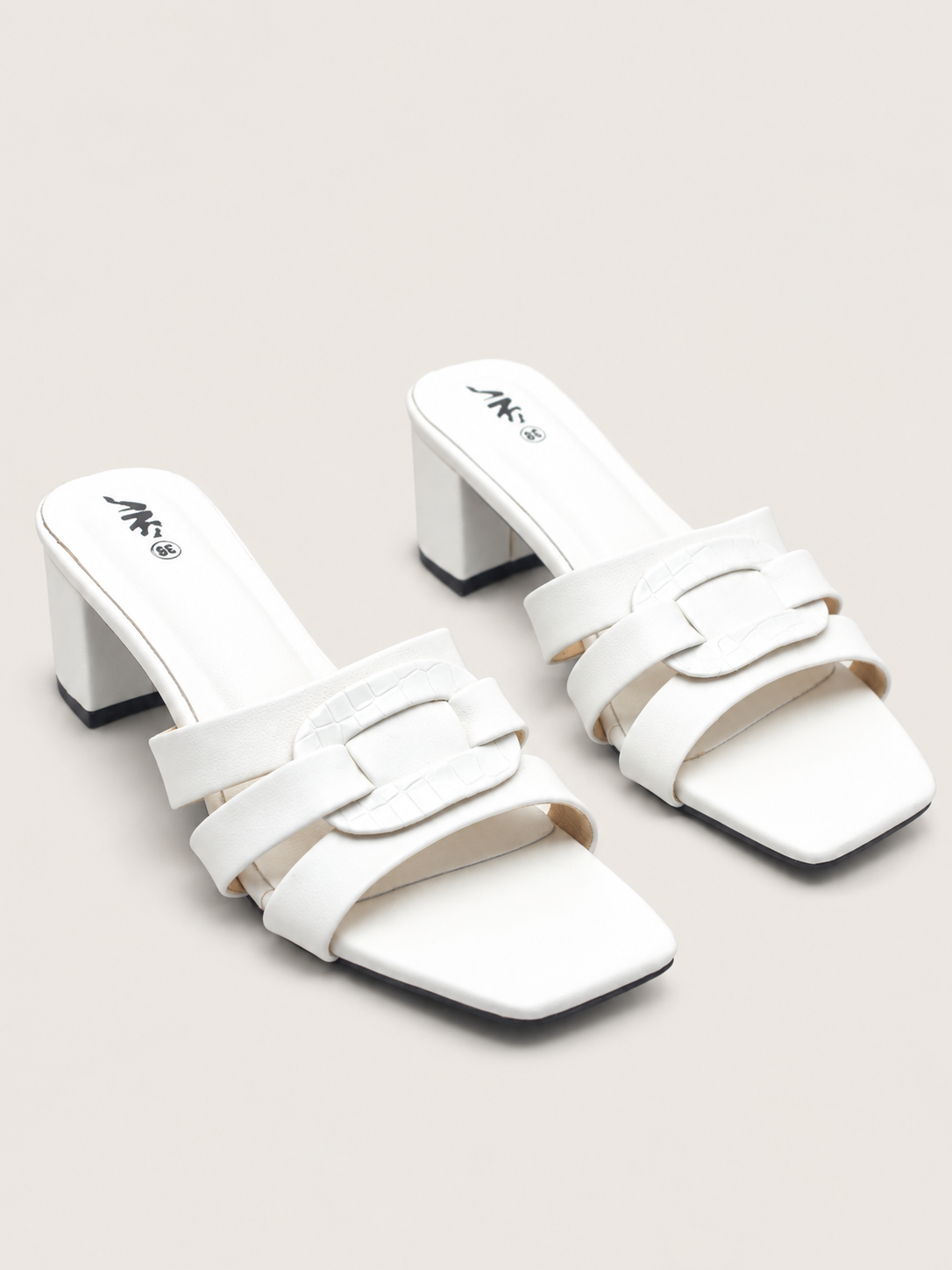Nawabi Zaria Floral Embroidered Square Toe Block Heel Sandals