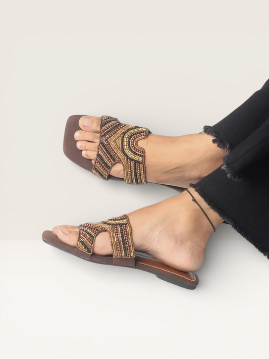 Stone Slippers for Women | Fancy Ladies Flat Sandals Price in BD - Nawabi Shoes BD