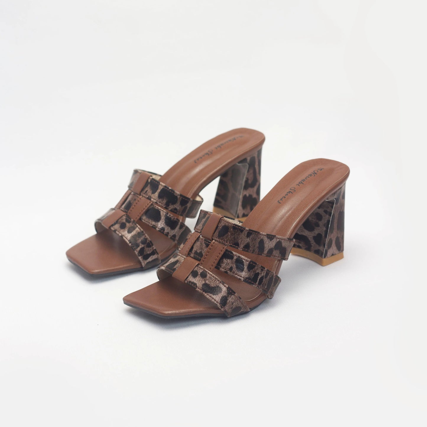 Stylish Cheetah Print Heels Mules For Women's | Nawabi Shoes BD - Nawabi Shoes BD