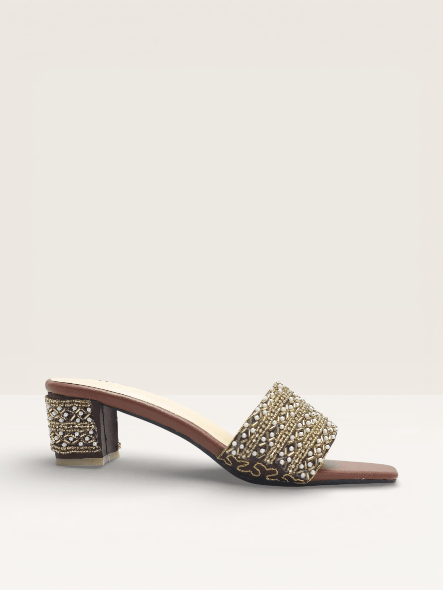 Beaded Block Heel Mules for Women | Fancy Ladies Mules BD - Nawabi Shoes BD
