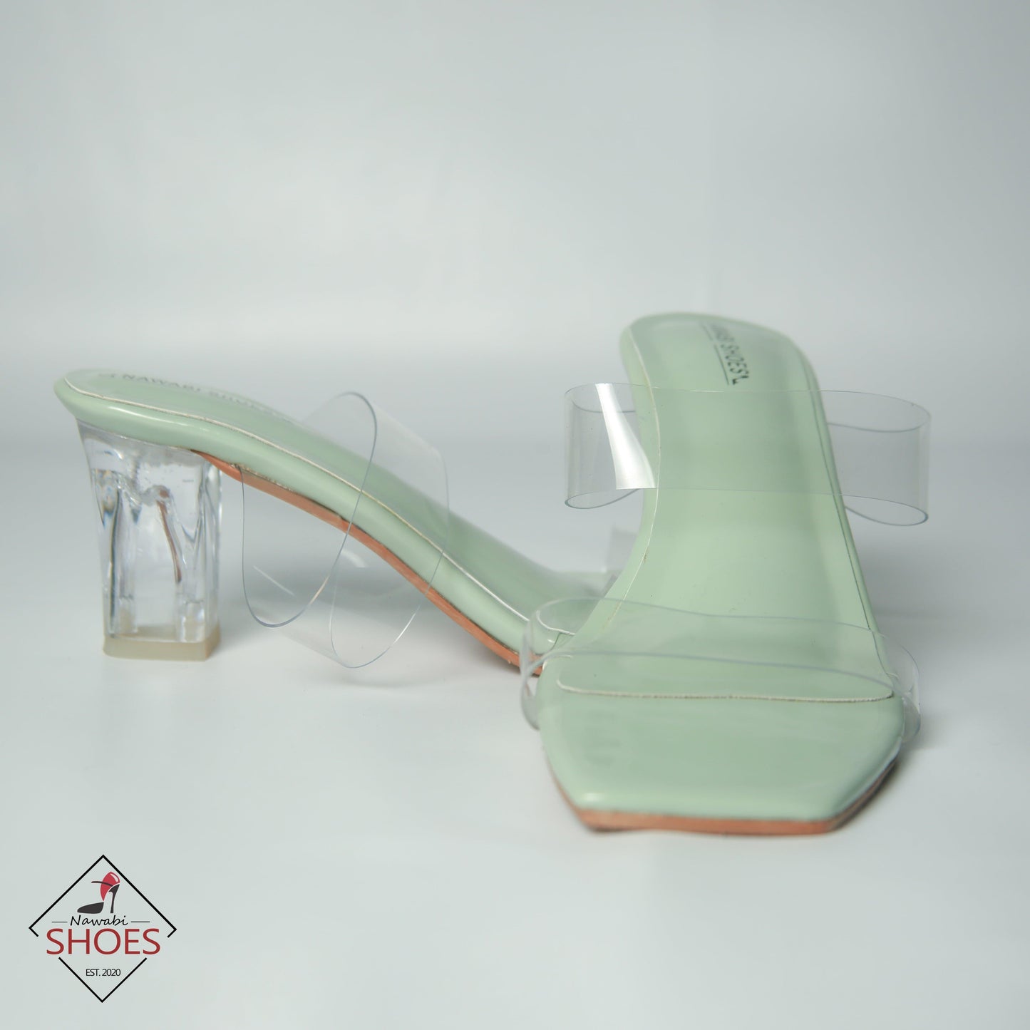 Pale Green Stylish Transparent Heels Luxury Shoes- Nawabi Shoes BD