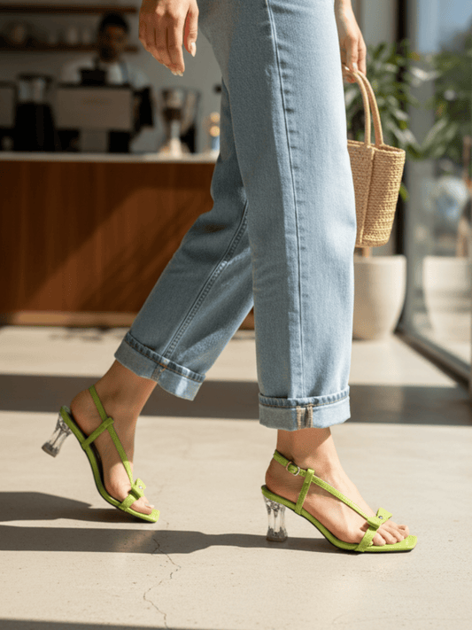 Variety of Strappy Sandals with Clear Heels - Nawabi Shoes BD