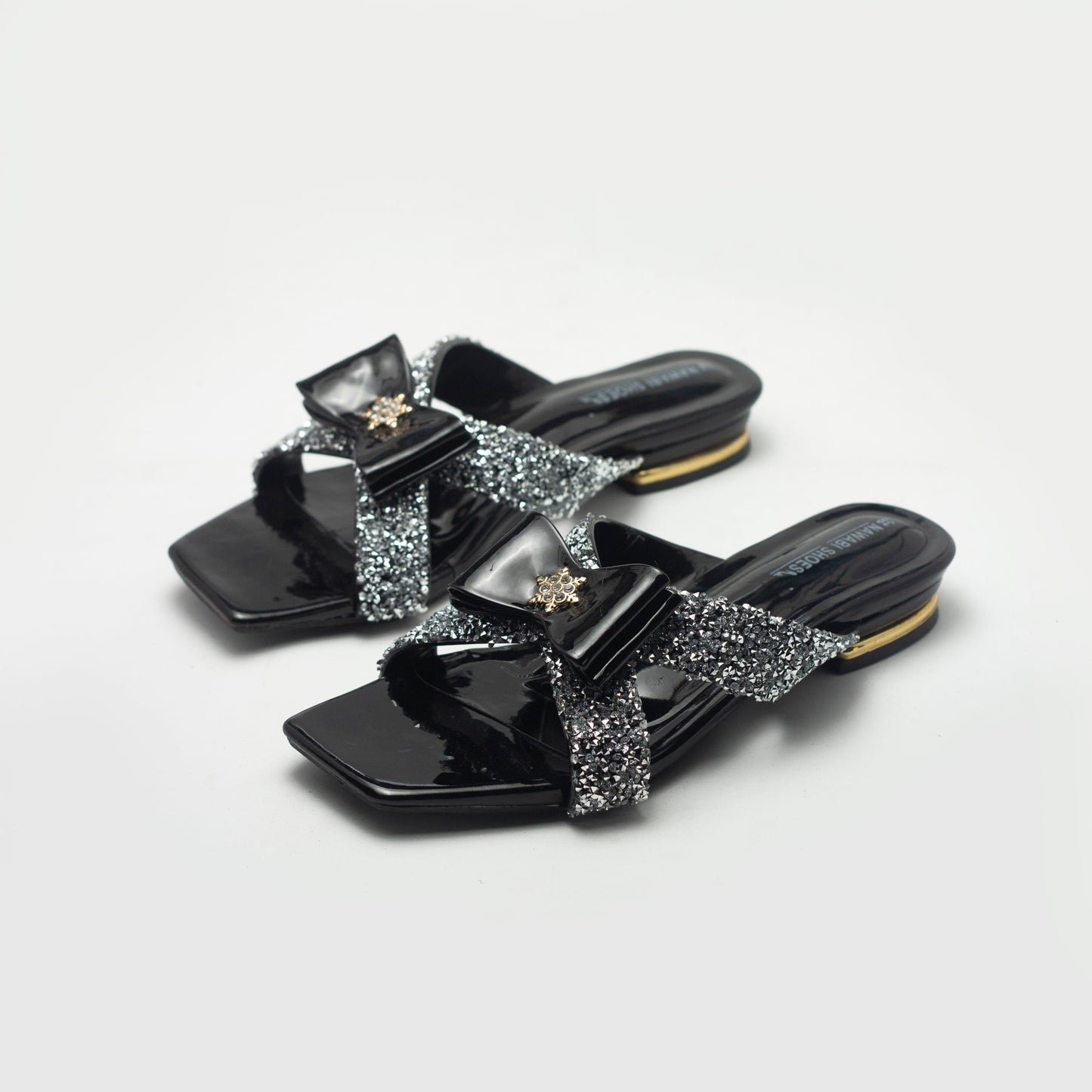 Black Cross Strappy Women's Flat Sandals- Nawabi Shoes BD