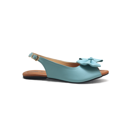Elegant Green Bow Slingback Women’s Flats | Stylish & Comfortable Peep-Toe Shoes