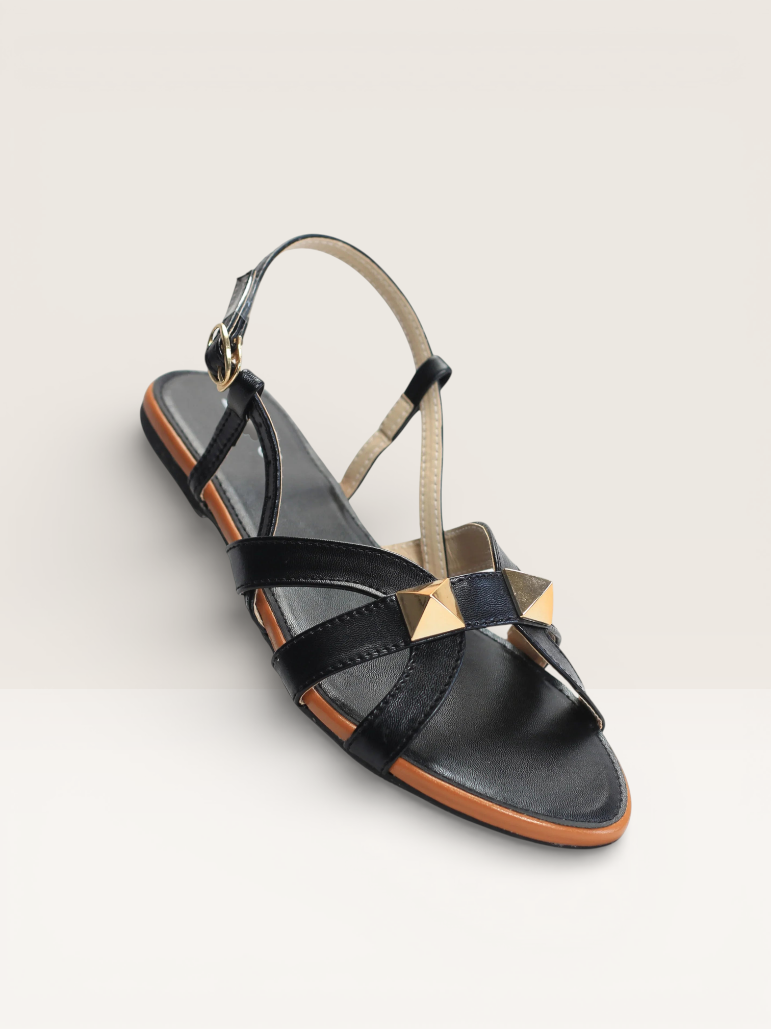 Studded Flat Sandals with Ankle Strap - Nawabi shoes bd - Nawabi Shoes BD