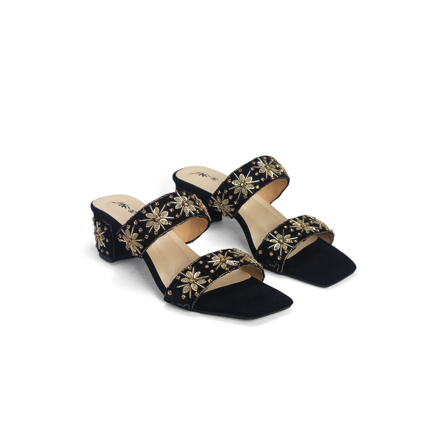 Maroon Velvet Embroidered Mules - Ethnic Block Heel Sandals | Nawabi Shoes BD