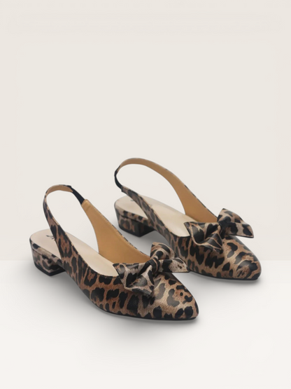 Dreamy Gleam Leopard Print Slingback Kitten Heels - nawabi shoes bd - Nawabi Shoes BD