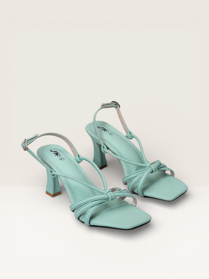Mint Green Square Toe Heels - Stylish Strappy Sandals" nawabi shoes bd - Nawabi Shoes BD