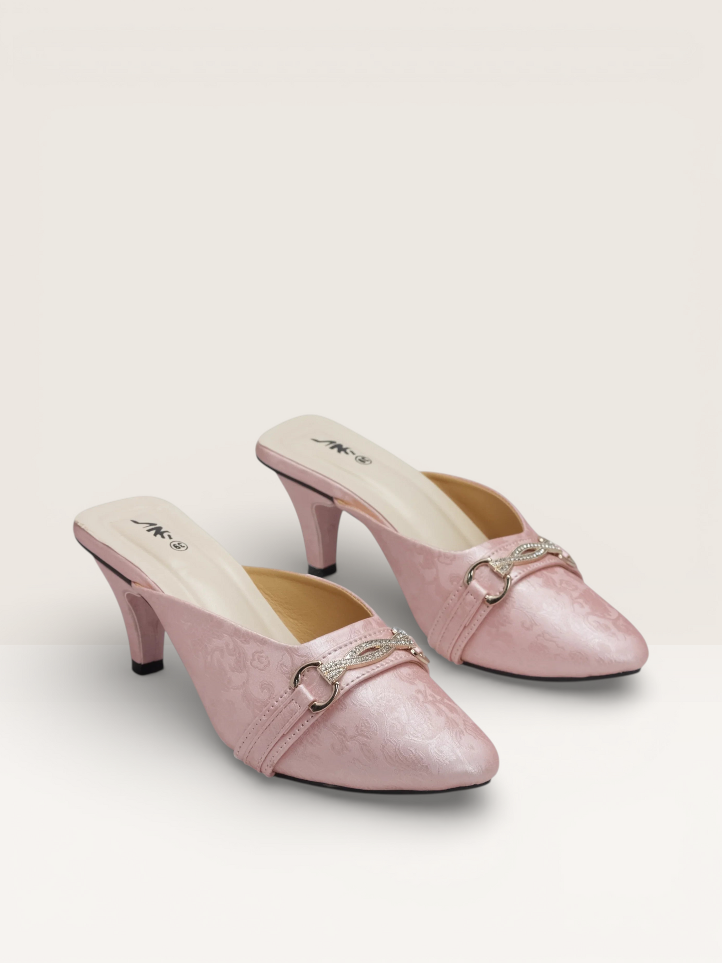 Elegant Women's Kitten Heel Mules with Embossed Detail | Nawabi Shoes BD - Nawabi Shoes BD