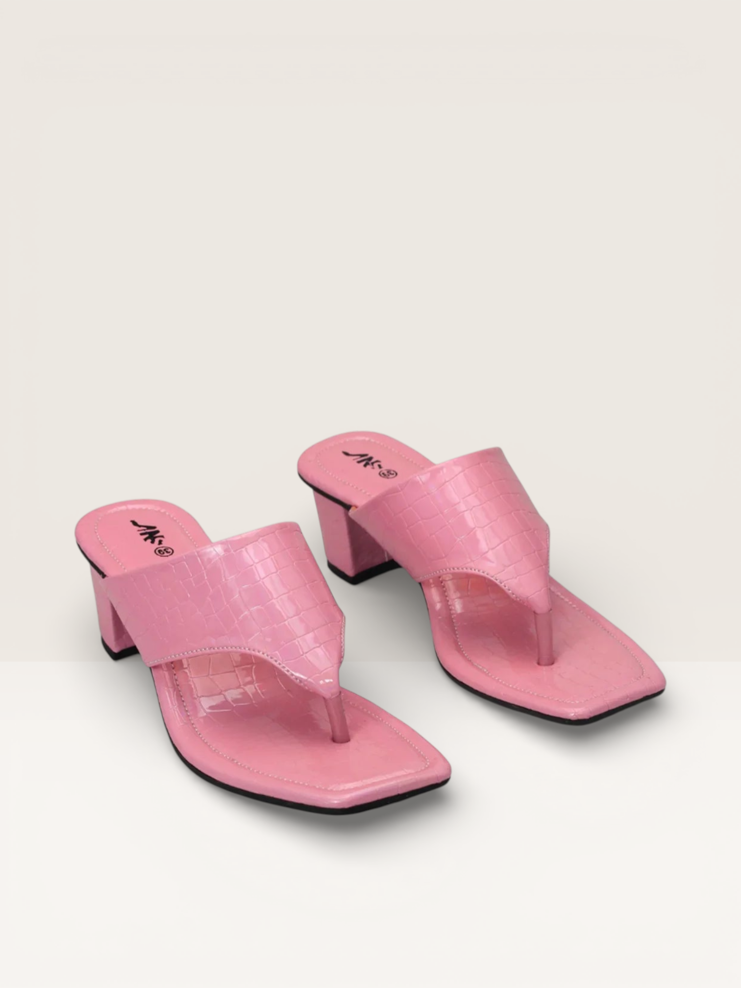 Women's Pink Croc Print Heeled Sandals | Stylish & Trendy - Nawabi Shoes BD - Nawabi Shoes BD