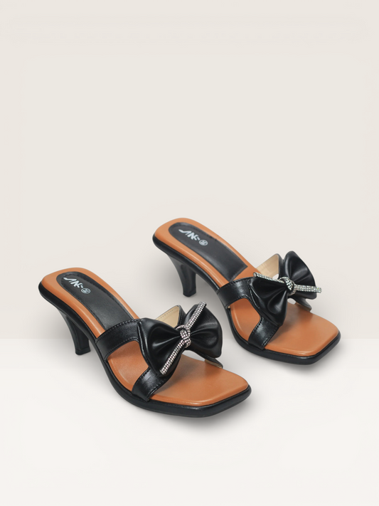 Bow Detail Pencil Heels with Square Toe Nawabi Shoes BD - Nawabi Shoes BD