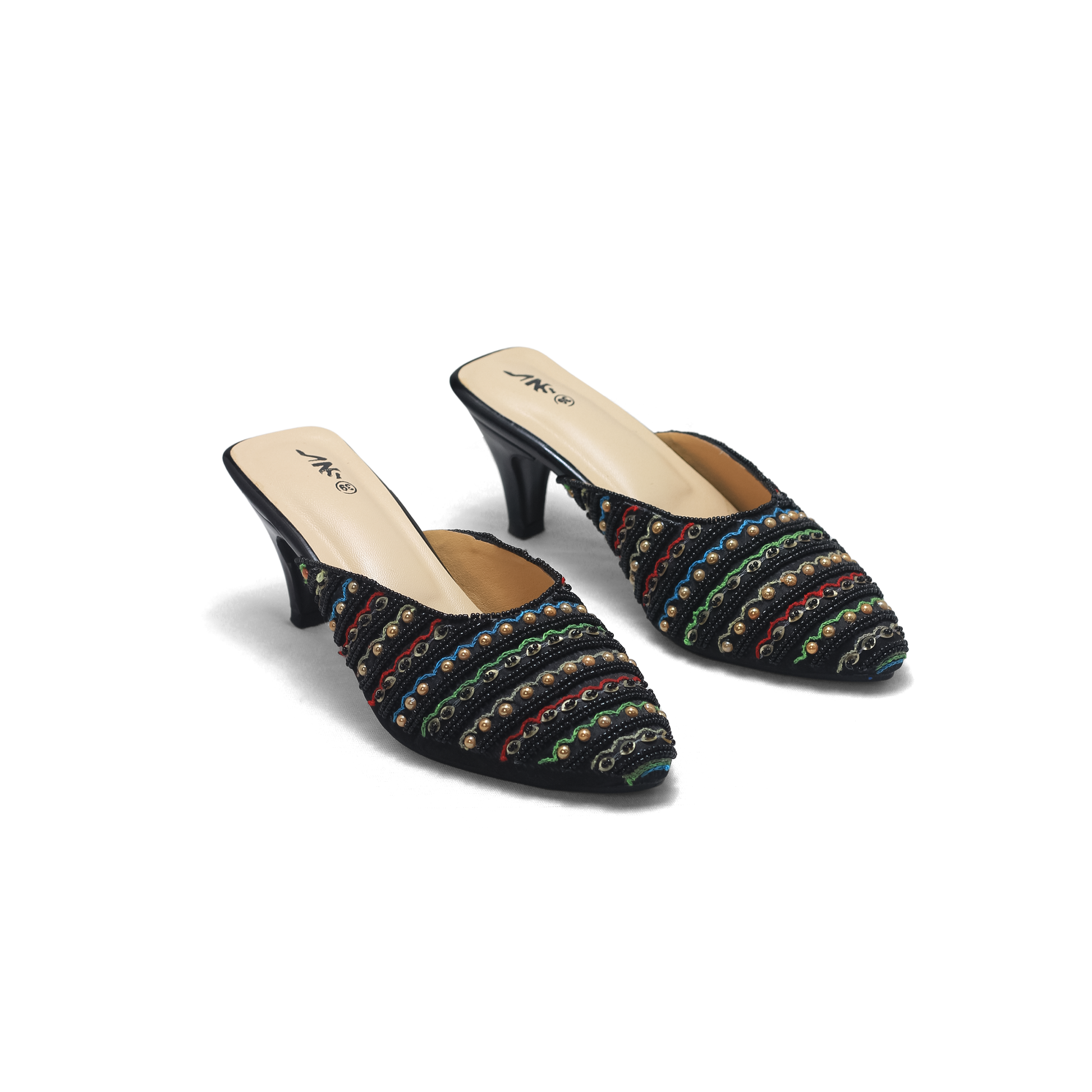 Toe Block Heel Pumps - Elegant Silver & Rose Gold Party Shoes - nawabi shoes bd - Nawabi Shoes BD