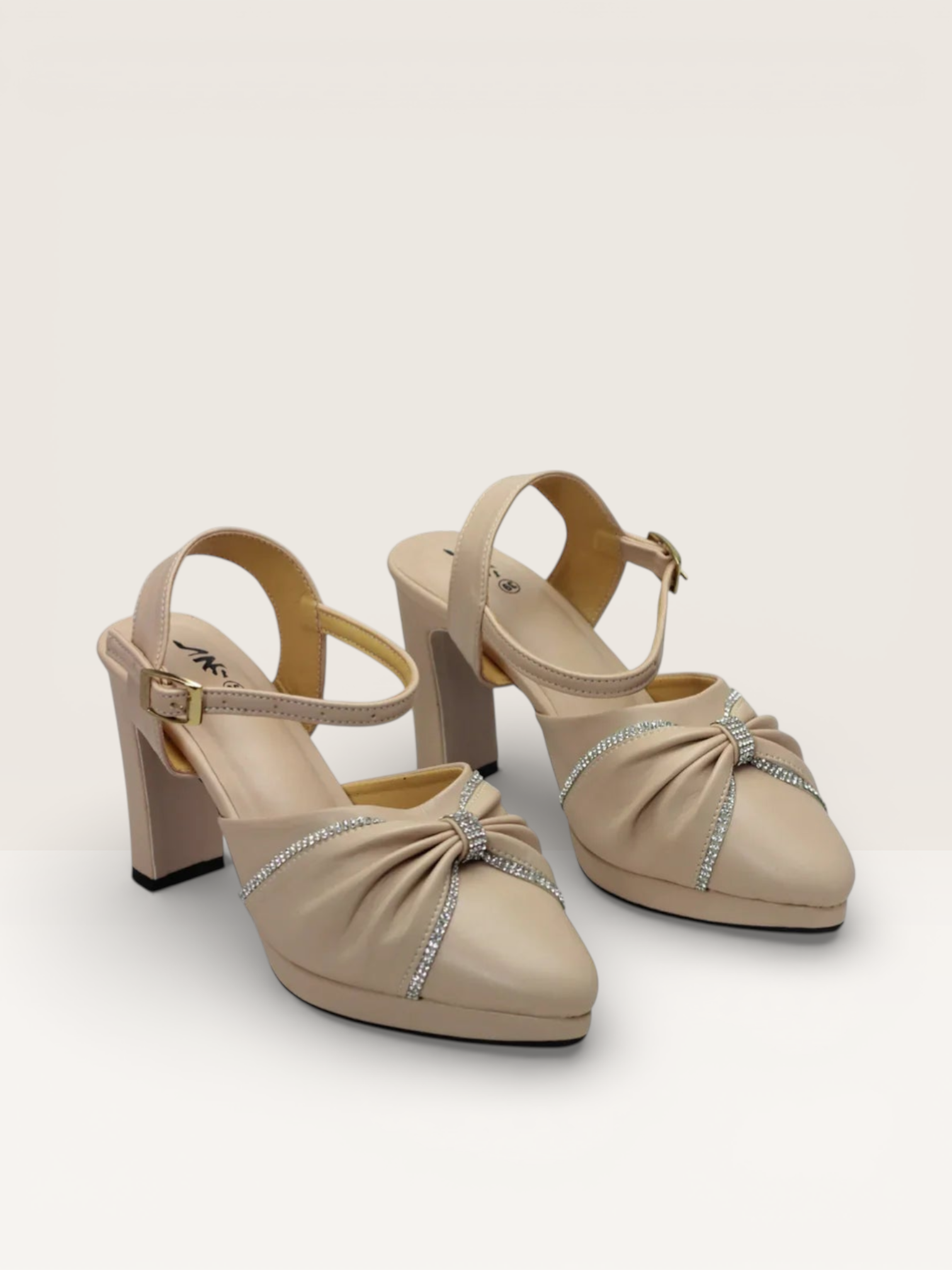 Women Rhinestone Decor Mary Jane Pumps, Chunky Heeled Elegant Pumps - Nawabi Shoes BD