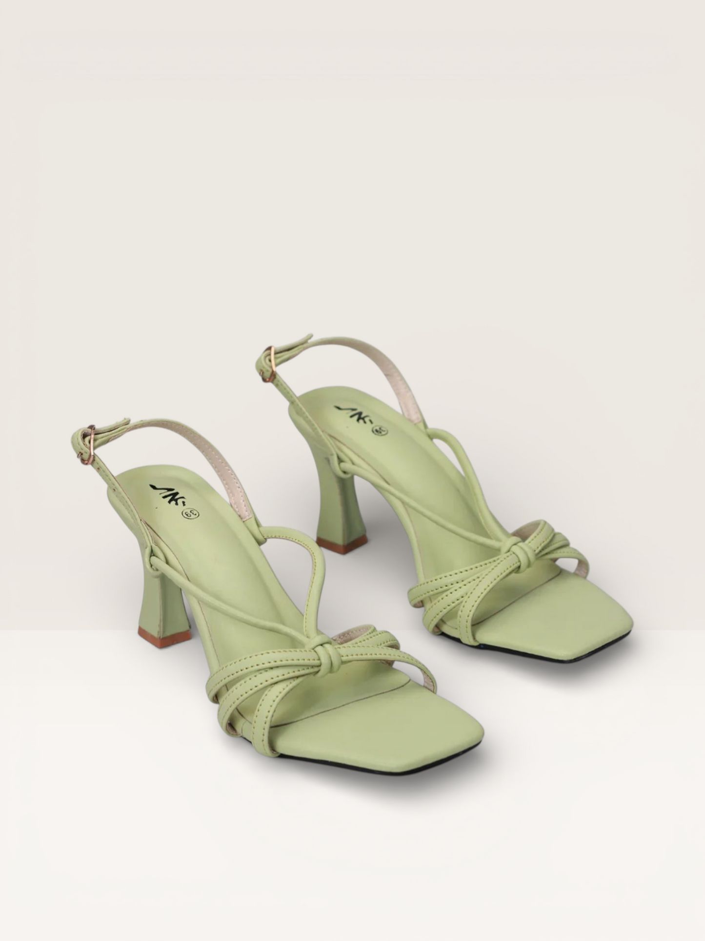 Mint Green Square Toe Heels - Stylish Strappy Sandals" nawabi shoes bd - Nawabi Shoes BD