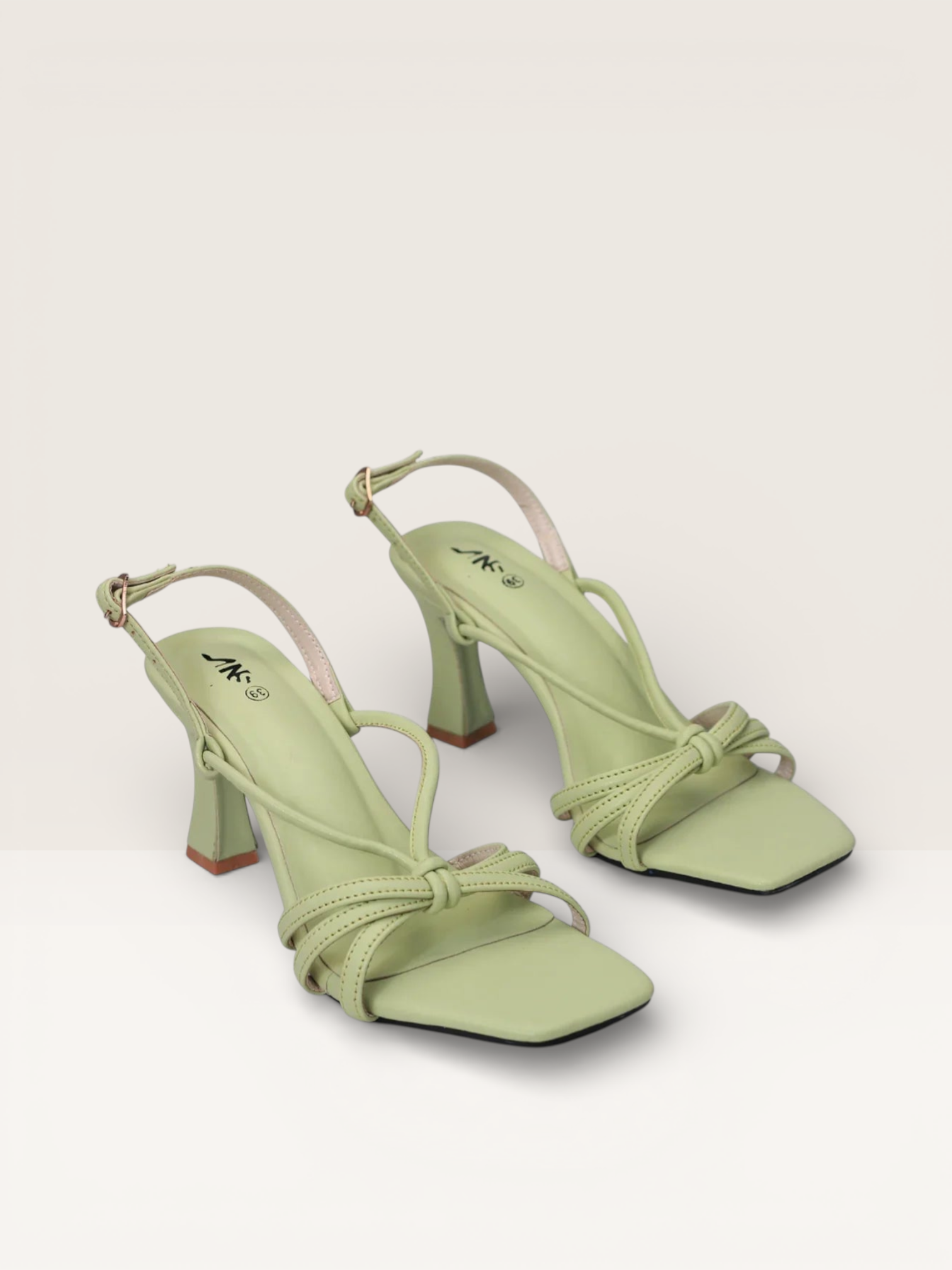 Mint Green Square Toe Heels - Stylish Strappy Sandals" nawabi shoes bd - Nawabi Shoes BD