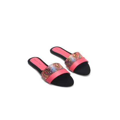 Pink Embellished Flat Sandal-Nawabi Shoes BD
