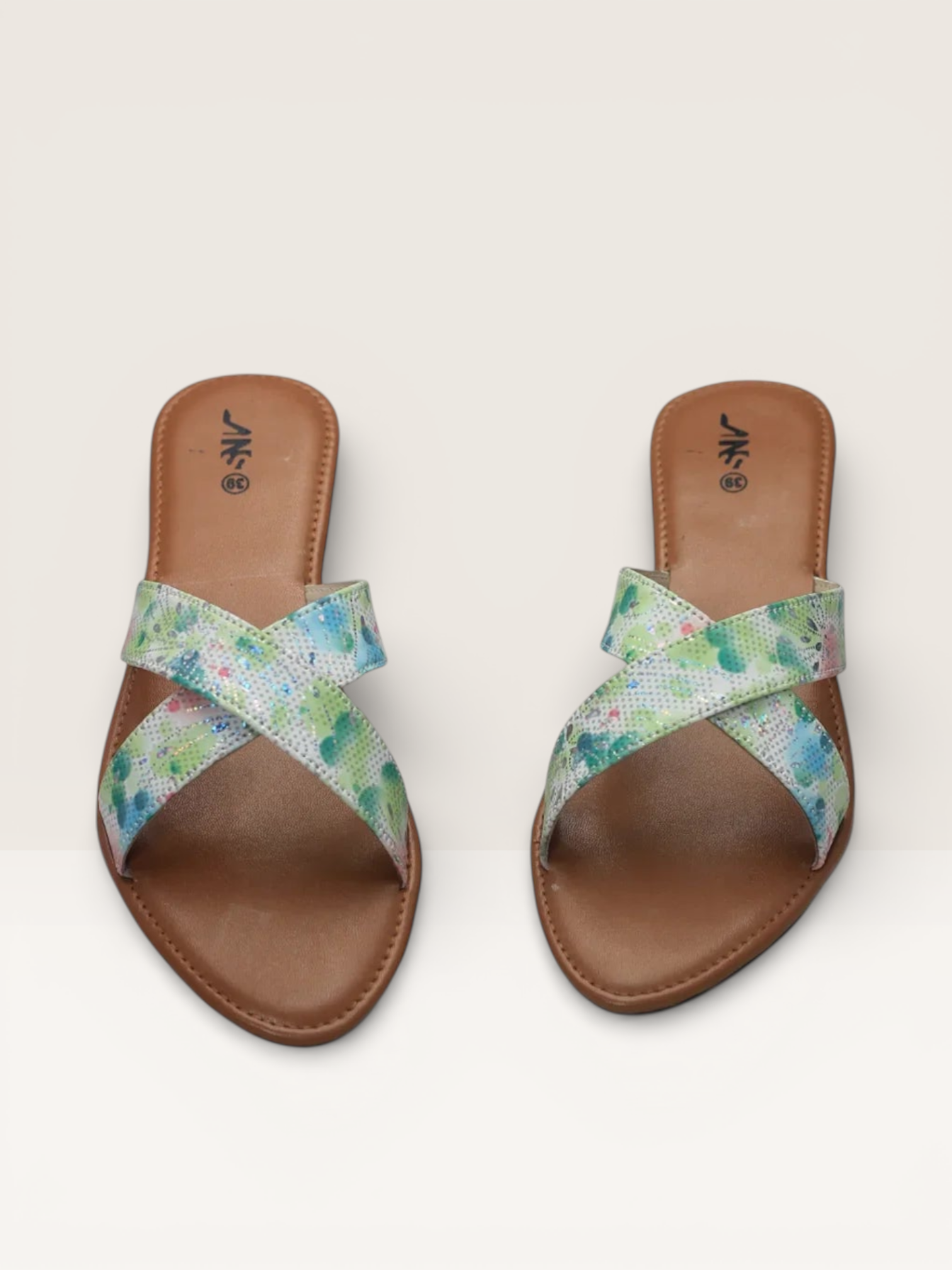 Floral Print Criss-Cross Sandals for Women | Stylish Sliders Price in BD - Nawabi Shoes BD