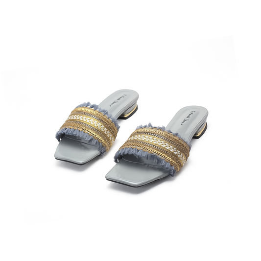 Dark Grey Ladies Flat Sandals-Nawabi Shoes BD