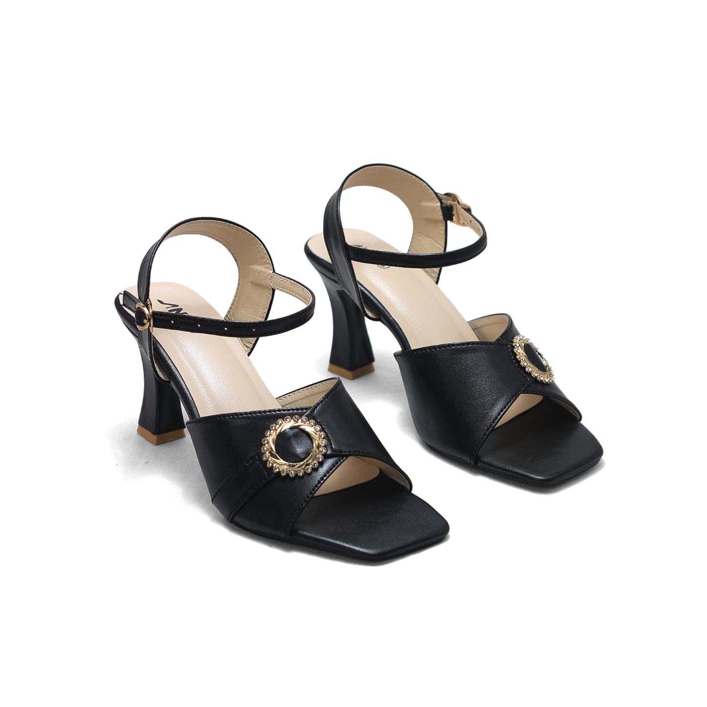 Purple Ankle Strap Heels - Women's Square Toe Block Heels