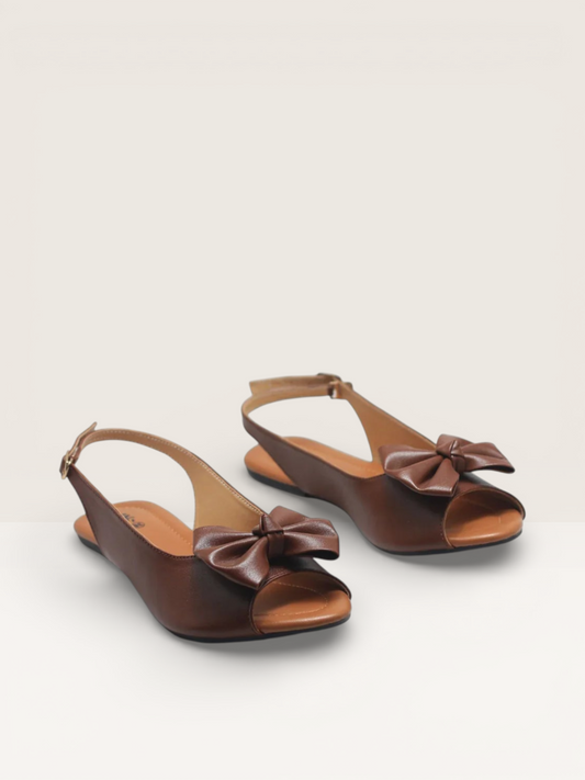 Elegant Green Bow Slingback Women’s Flats | Stylish & Comfortable Peep-Toe Shoes - Nawabi Shoes BD