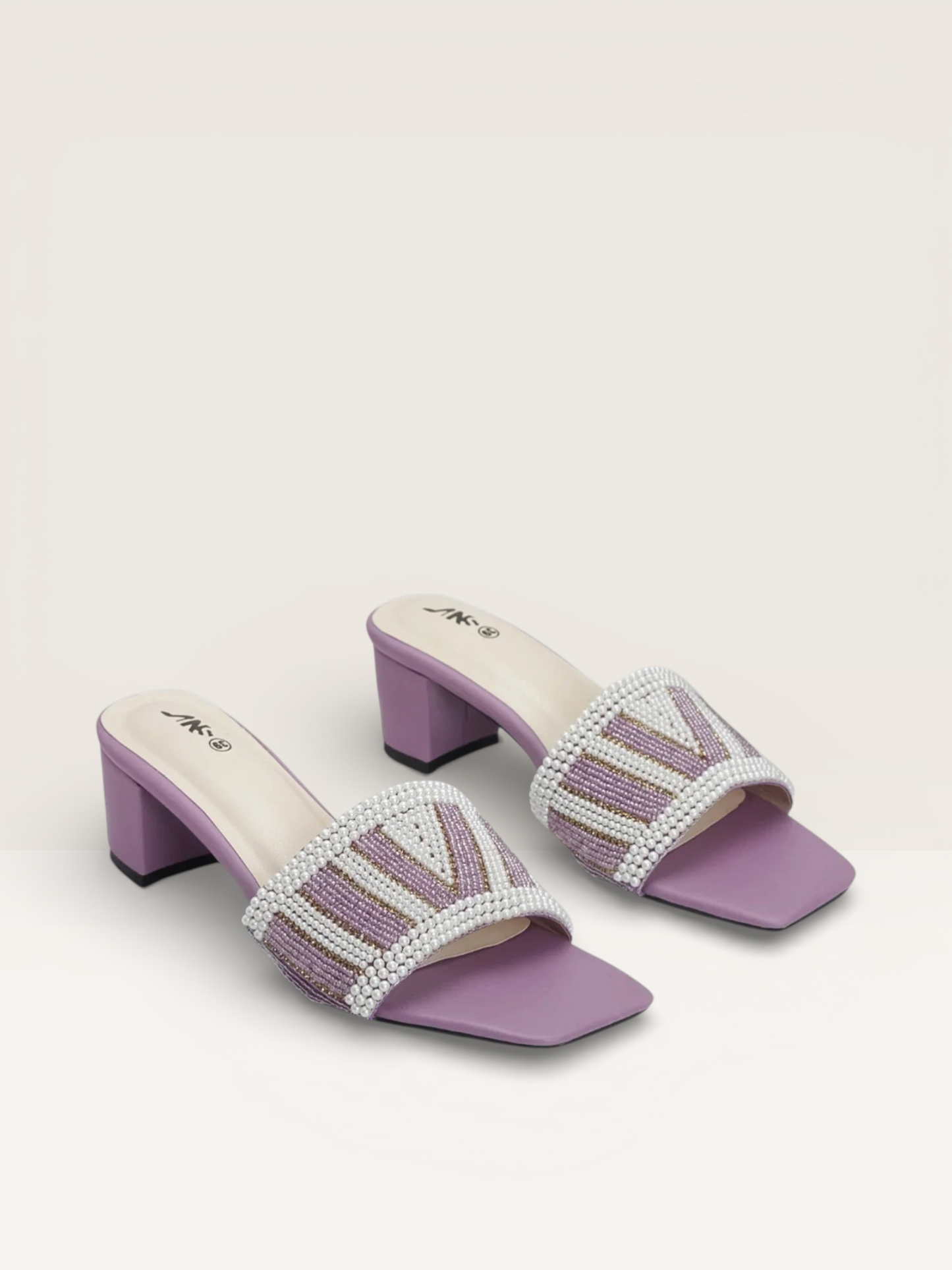 Women's Colorful Beaded Mules with Block Heel" - Nawabi Shoes BD - Nawabi Shoes BD