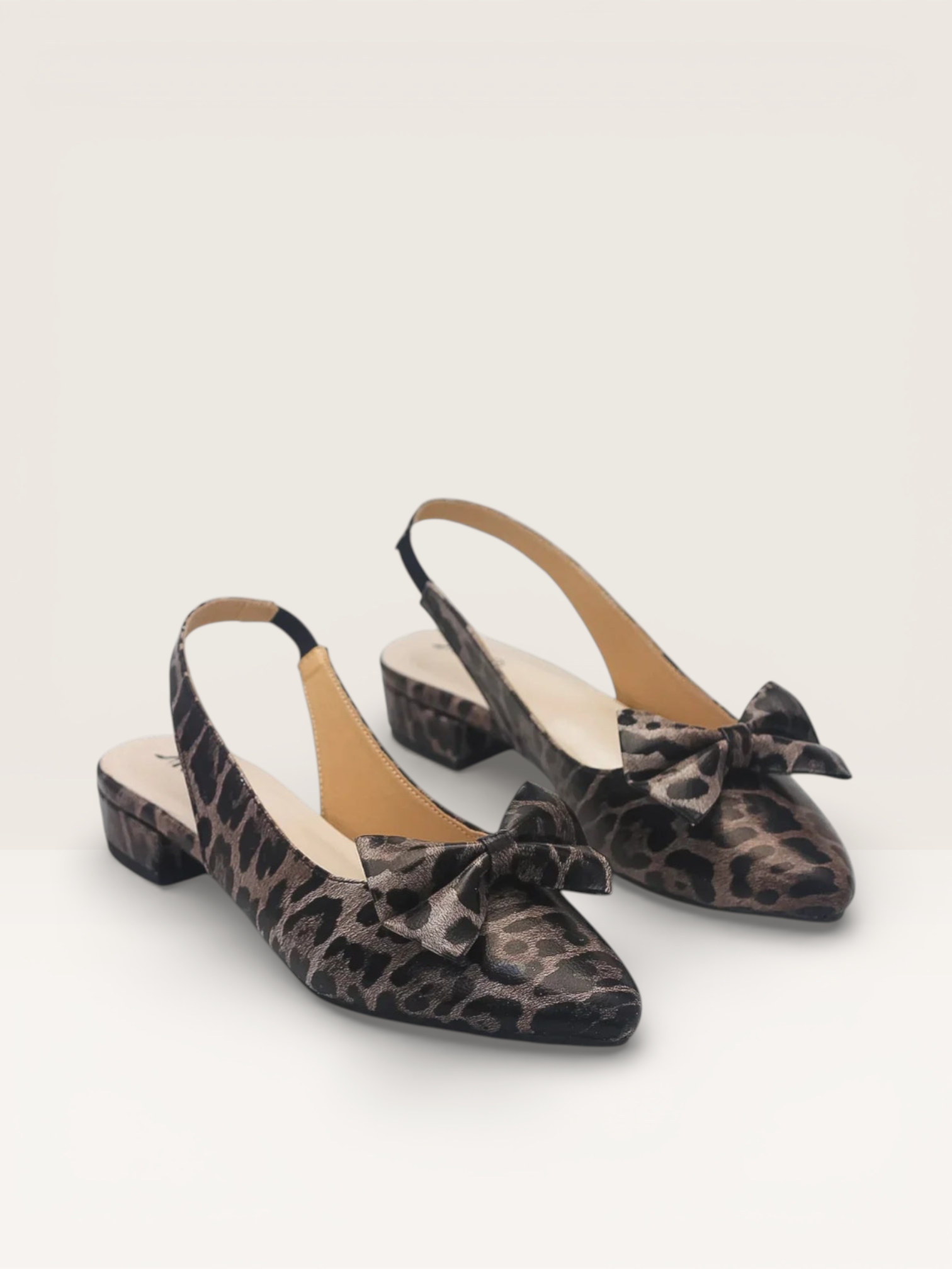 Dreamy Gleam Leopard Print Slingback Kitten Heels - nawabi shoes bd - Nawabi Shoes BD