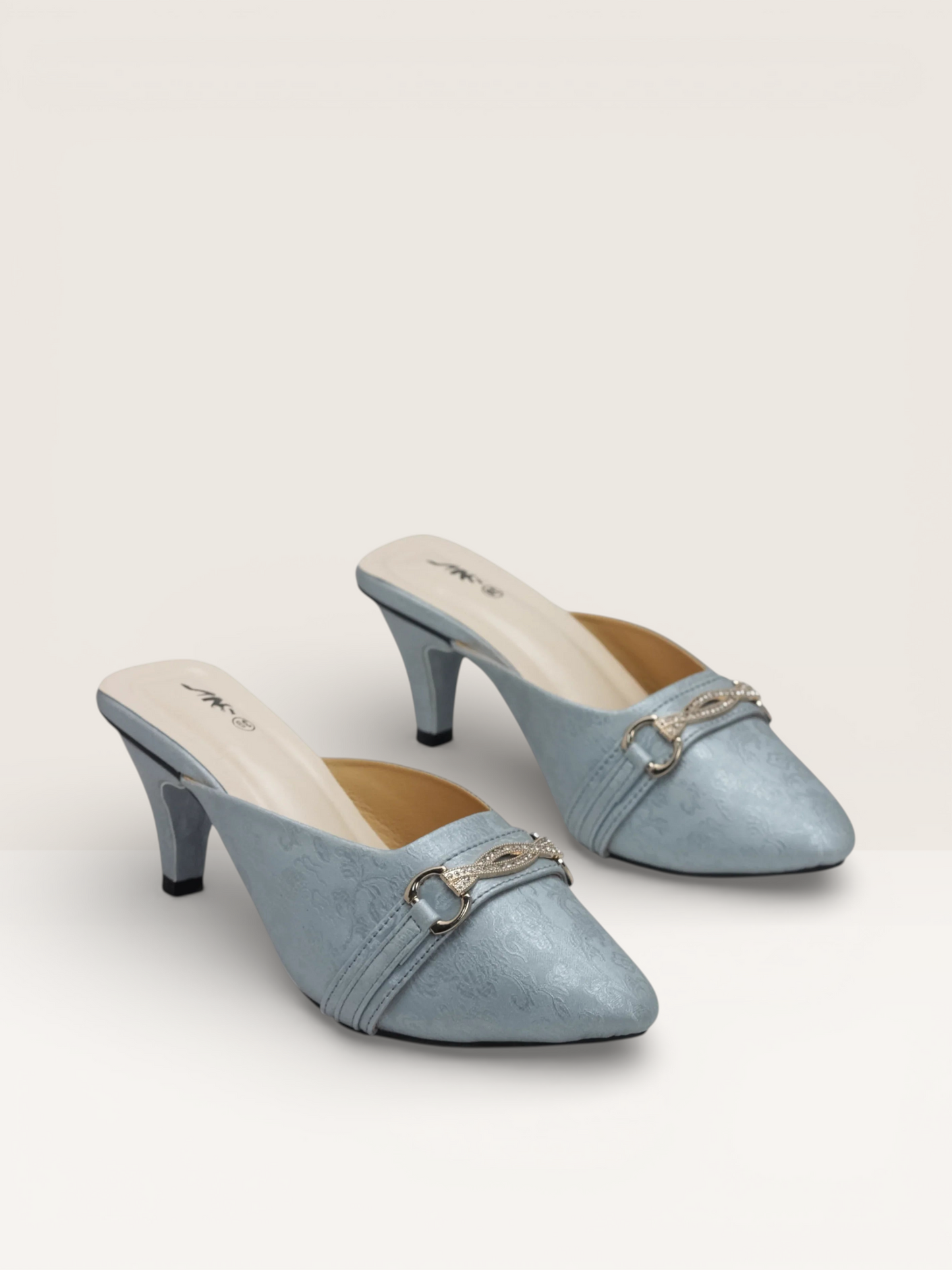 Elegant Women's Kitten Heel Mules with Embossed Detail | Nawabi Shoes BD - Nawabi Shoes BD