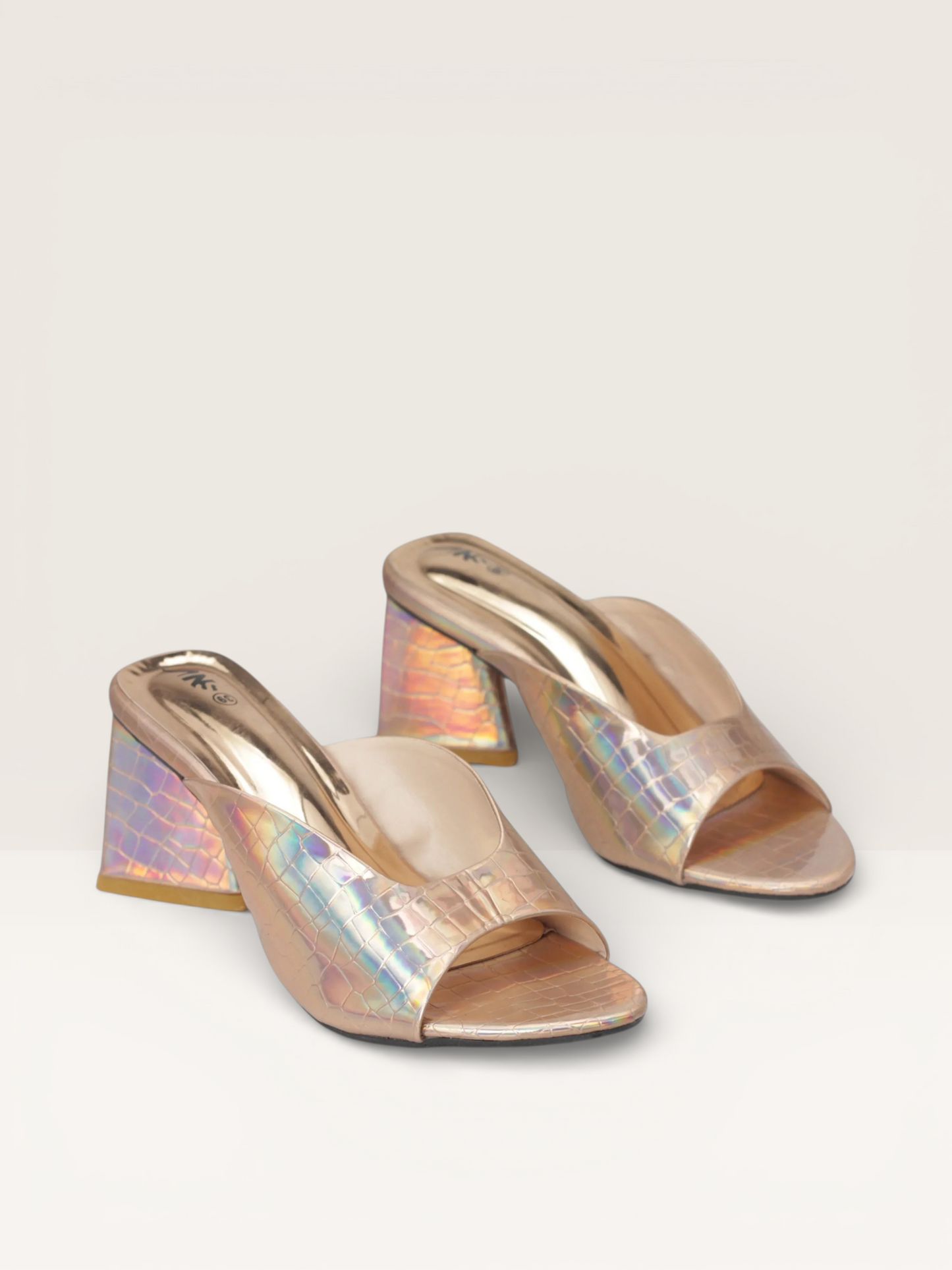 Women's Pink Mules with Croc-Embossed Texture and Block Heel | Nawabi Shoes BD - Nawabi Shoes BD