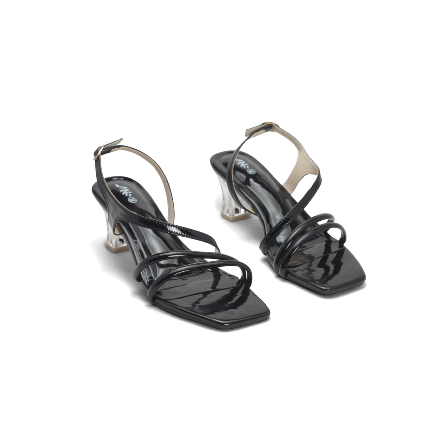 Women's Colorful Patent Leather Sandals with Transparent Heels
