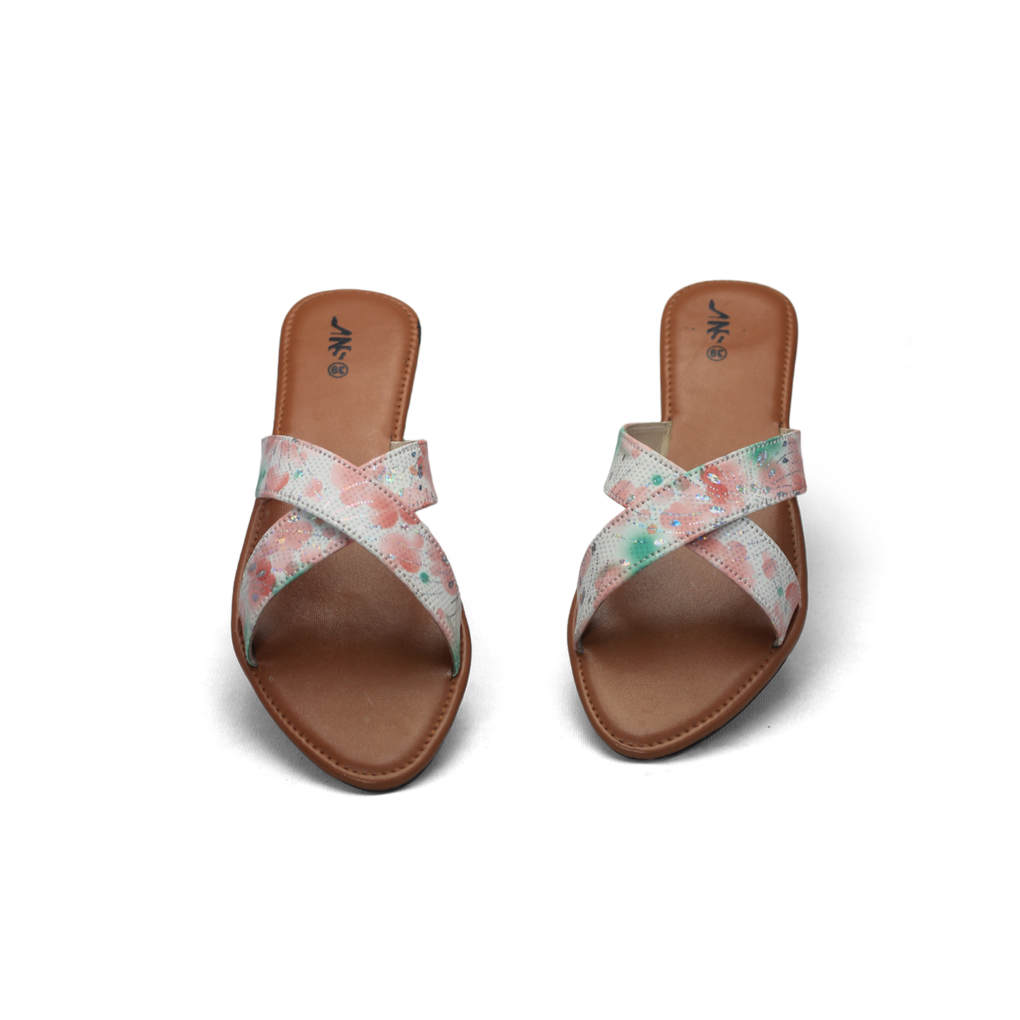 Floral Print Criss-Cross Sandals - Stylish & Comfortable Sliders - Nawabi shoes bd
