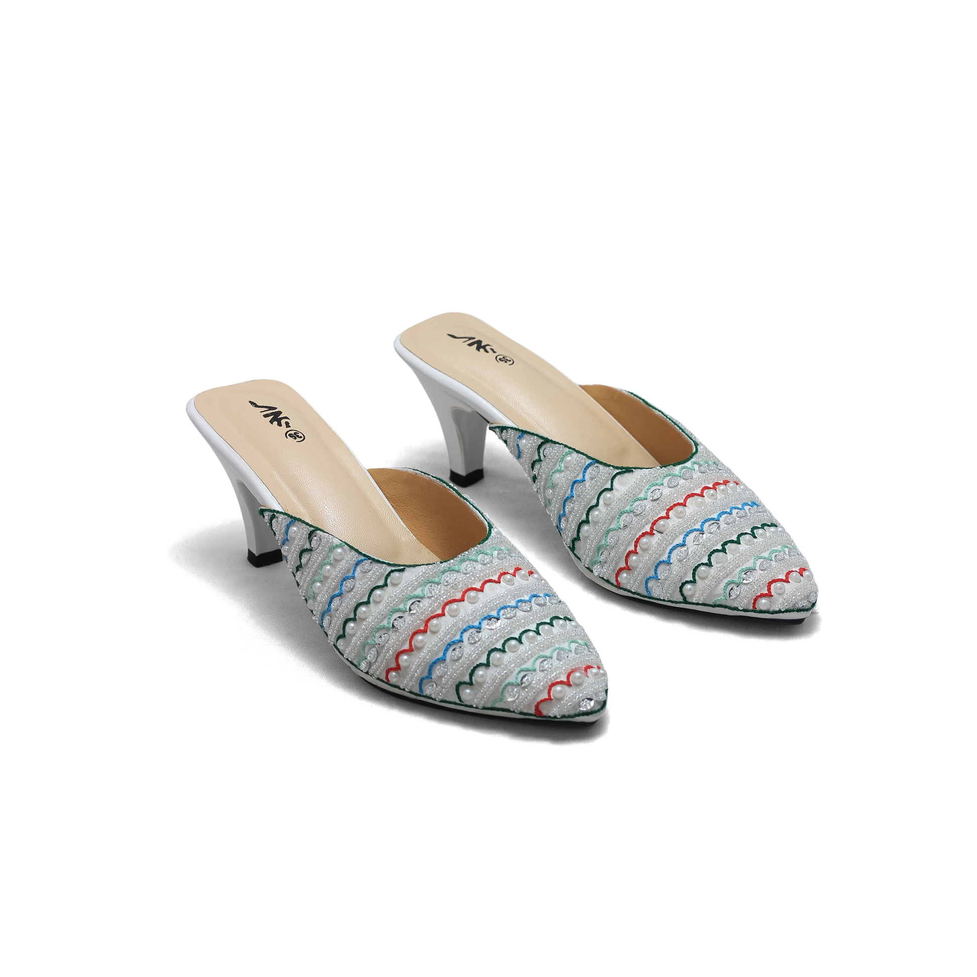 Toe Block Heel Pumps - Elegant Silver & Rose Gold Party Shoes - nawabi shoes bd - Nawabi Shoes BD